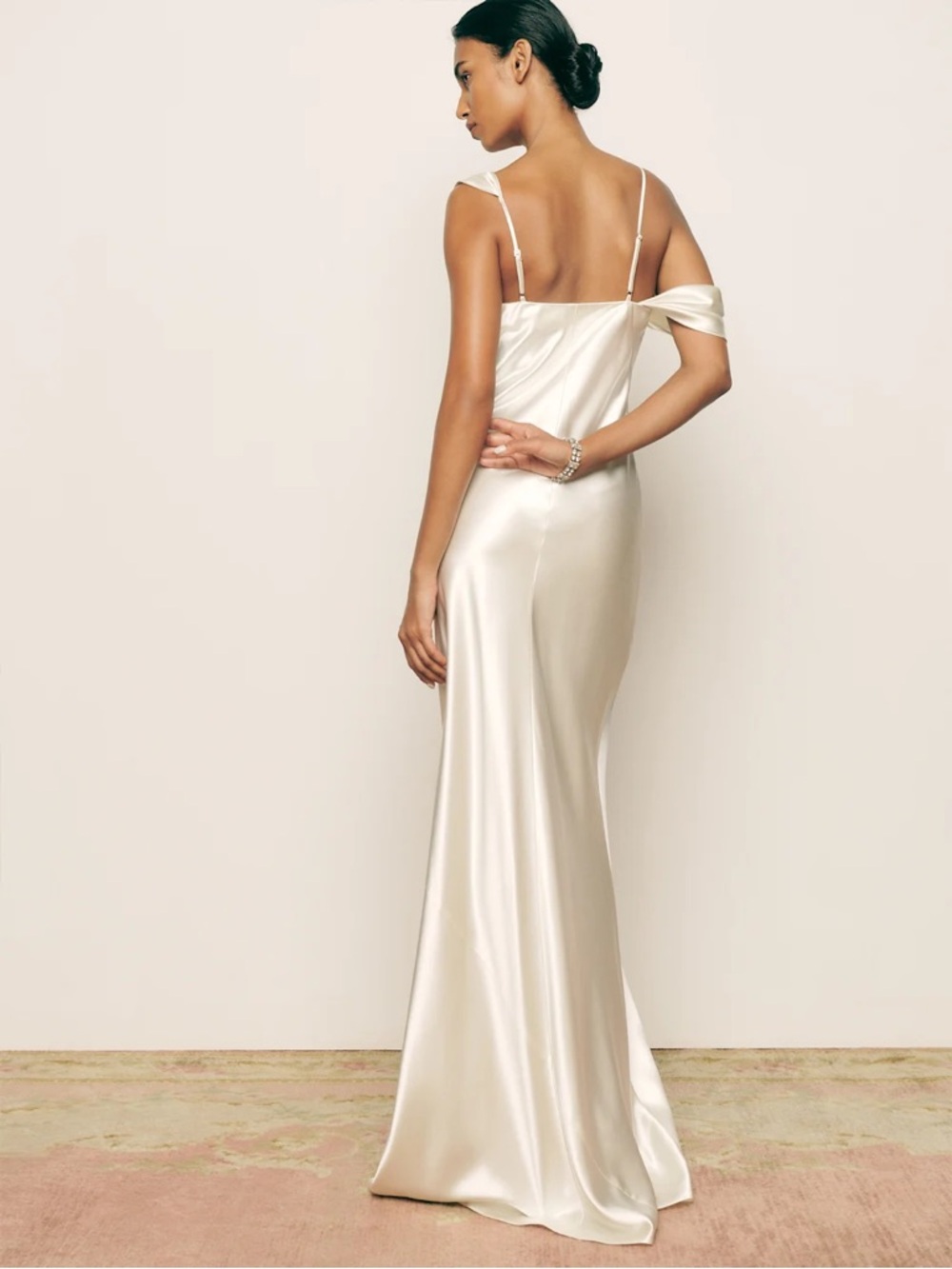 Reformation Ronda Ivory One-Shoulder Silk Draped Gown Dress Wedding - Picture 5 of 12